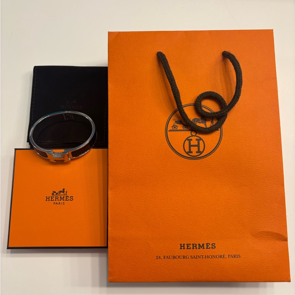 Hermes Clic Clac H enamel bracelet black